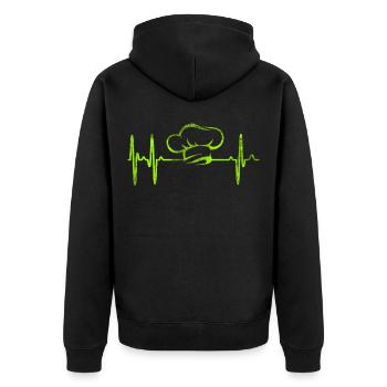 Koch - Unisex Premium Bio Zip Hoodie - Schwarz - Hinten - Nico (187cm)