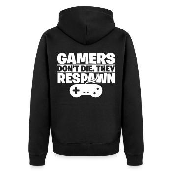 Gamer - Unisex Premium Bio Zip Hoodie - Schwarz - Hinten - Nico (187cm)