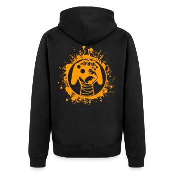 Gamer - Unisex Premium Bio Zip Hoodie - Schwarz - Hinten - Nico (187cm)