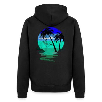 Beach Strand - Unisex Premium Bio Zip Hoodie - Schwarz - Hinten - Nico (187cm)