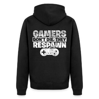 Gamer - Unisex Premium Bio Zip Hoodie - Schwarz - Hinten - Nico (187cm)