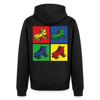 Retro Rollschuhe - Unisex Premium Bio Zip Hoodie - Schwarz - Hinten - Nico (187cm)