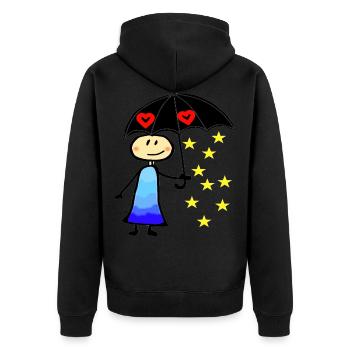 Pluie, danse sous la pluie, parapluie - Veste à capuche bio Premium Unisexe - noir - Dos - Nico (187cm)