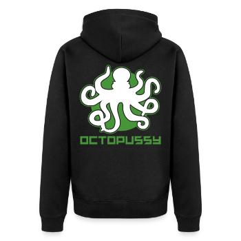 Oktopus - Unisex Premium Bio Zip Hoodie - Schwarz - Hinten - Nico (187cm)