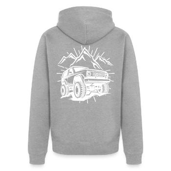 Auto Geländewagen - Unisex Premium Bio Zip Hoodie - Grau meliert - Hinten - Nico (187cm)