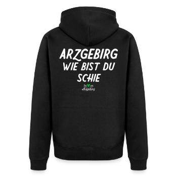 Montagne d’arzque comme tu es - Veste à capuche bio Premium Unisexe - noir - Dos - Nico (187cm)
