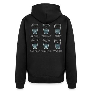 Point de vue - Le verre est ? - Veste à capuche bio Premium Unisexe - noir - Dos - Nico (187cm)