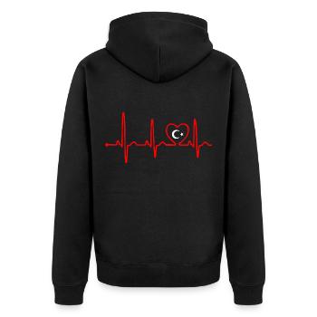 Türkei Herzschlag - Unisex Premium Bio Zip Hoodie - Schwarz - Hinten - Nico (187cm)