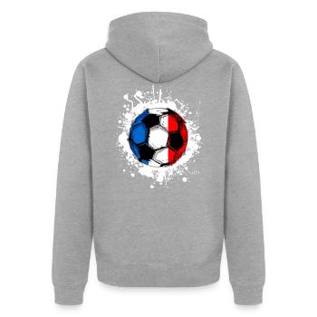 Drapeau drapeau france - Veste à capuche bio Premium Unisexe - gris chiné - Dos - Nico (187cm)