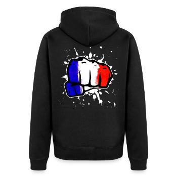 France fist flag flag national colors fight - Unisex Premium Organic Zip Hoodie - black - Back - Nico (187cm)