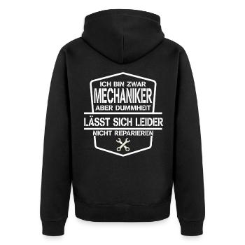 Mechaniker - Unisex Premium Bio Zip Hoodie - Schwarz - Hinten - Nico (187cm)
