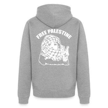 Palestina Peace Peace Freedom Homesickness Origin - Unisex Premium Organic Zip Hoodie - heather grey - Back - Nico (187cm)