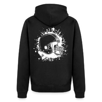Football helmet - Unisex Premium Organic Zip Hoodie - black - Back - Nico (187cm)