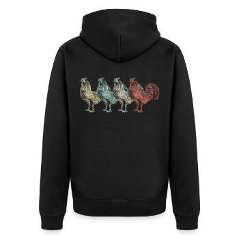 Chicken chickens - Unisex Premium Organic Zip Hoodie - black - Back - Nico (187cm)