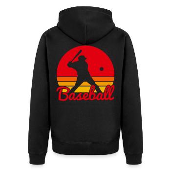 baseball - Unisex Premium Bio Zip Hoodie - Schwarz - Hinten - Nico (187cm)