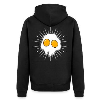Totenkopf Eier - Unisex Premium Bio Zip Hoodie - Schwarz - Hinten - Nico (187cm)