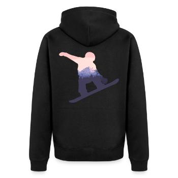 Snowboard - Unisex Premium Bio Zip Hoodie - Schwarz - Hinten - Nico (187cm)