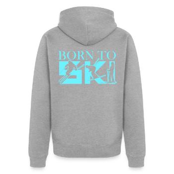 Ski - Unisex Premium Bio Zip Hoodie - Grau meliert - Hinten - Nico (187cm)