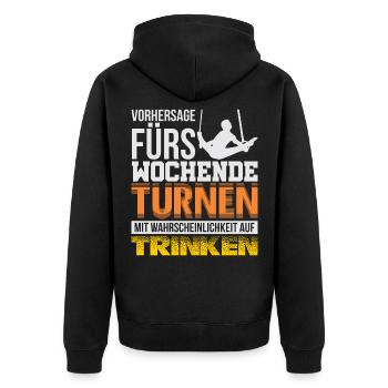 Gymnastics Turnen - Unisex Premium Bio Zip Hoodie - Schwarz - Hinten - Nico (187cm)