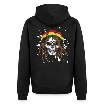 Reggae - Unisex Premium Bio Zip Hoodie - Schwarz - Hinten - Nico (187cm)