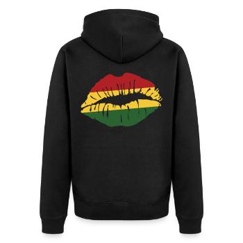 Reggae - Unisex Premium Bio Zip Hoodie - Schwarz - Hinten - Nico (187cm)