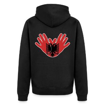 Albanie mains mains patrie origine du Kosovo - Veste à capuche bio Premium Unisexe - noir - Dos - Nico (187cm)