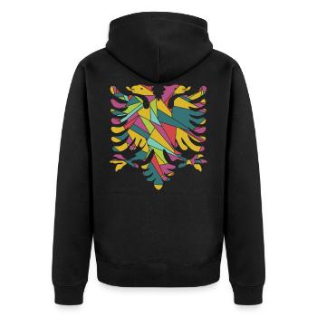Albanien - Unisex Premium Bio Zip Hoodie - Schwarz - Hinten - Nico (187cm)