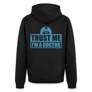 Doktor - Unisex Premium Bio Zip Hoodie - Schwarz - Hinten - Nico (187cm)