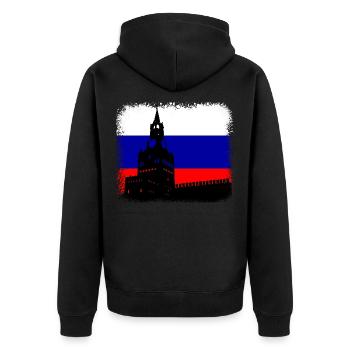Russland - Unisex Premium Bio Zip Hoodie - Schwarz - Hinten - Nico (187cm)