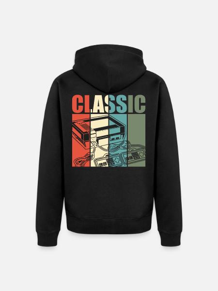 Old School - Unisex Premium Bio Zip Hoodie - Schwarz