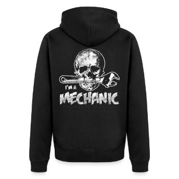 Mechaniker - Unisex Premium Bio Zip Hoodie - Schwarz - Hinten - Nico (187cm)
