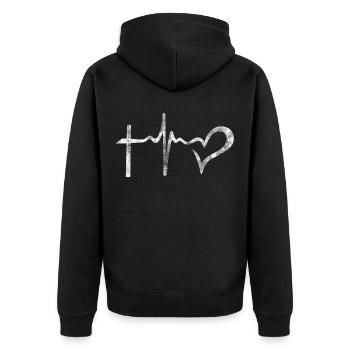 love love - Unisex Premium Organic Zip Hoodie - black - Back - Nico (187cm)