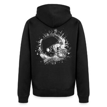 Football helmet - Unisex Premium Organic Zip Hoodie - black - Back - Nico (187cm)