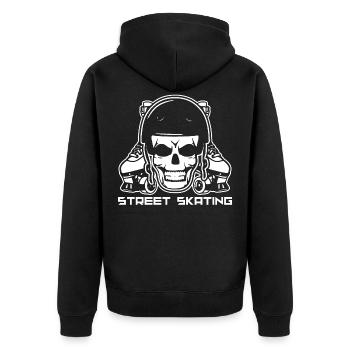 Rollschuhe - Unisex Premium Bio Zip Hoodie - Schwarz - Hinten - Nico (187cm)