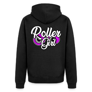Rollschuhe Roller Girl Frauenpower Mädchenpower - Unisex Premium Bio Zip Hoodie - Schwarz - Hinten - Nico (187cm)