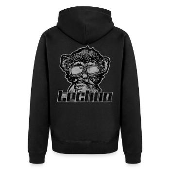 Musique techno - Veste à capuche bio Premium Unisexe - noir - Dos - Nico (187cm)