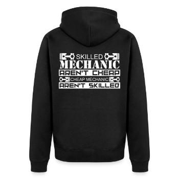 Mechaniker - Unisex Premium Bio Zip Hoodie - Schwarz - Hinten - Nico (187cm)