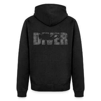 Tauchen Taucher Unter Wasser Hobby Schwimmen Sport - Unisex Premium Bio Zip Hoodie - Schwarz - Hinten - Nico (187cm)