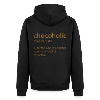 chocolate - Unisex Premium Organic Zip Hoodie - black - Back - Nico (187cm)