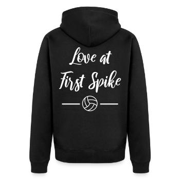 Amour au début Spike Volleyball Beach Volleyball - Veste à capuche bio Premium Unisexe - noir - Dos - Nico (187cm)