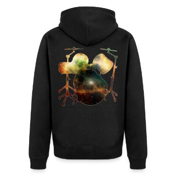 Drums - Unisex Premium Organic Zip Hoodie - black - Back - Nico (187cm)