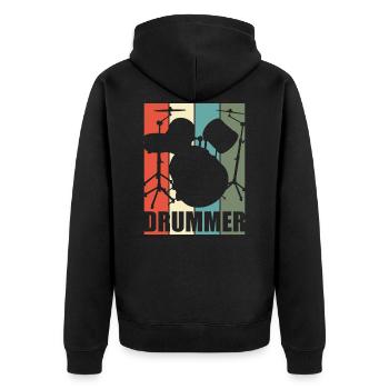 Drums - Unisex Premium Organic Zip Hoodie - black - Back - Nico (187cm)