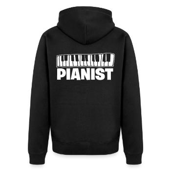 piano - Unisex Premium Organic Zip Hoodie - black - Back - Nico (187cm)