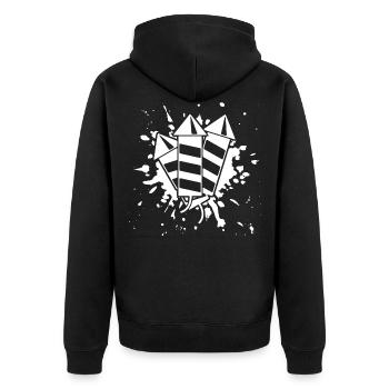 Silvester Feuerwerk - Unisex Premium Bio Zip Hoodie - Schwarz - Hinten - Nico (187cm)