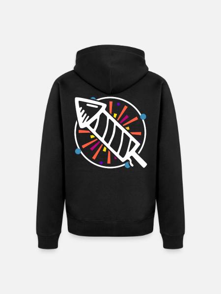 Silvester Rakete - Unisex Premium Bio Zip Hoodie - Schwarz