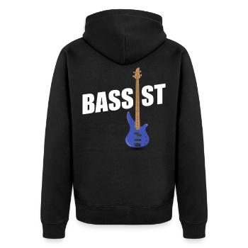 Bassist - Unisex Premium Bio Zip Hoodie - Schwarz - Hinten - Nico (187cm)