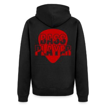 Bass - Unisex Premium Bio Zip Hoodie - Schwarz - Hinten - Nico (187cm)