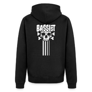 Bassist - Unisex Premium Bio Zip Hoodie - Schwarz - Hinten - Nico (187cm)