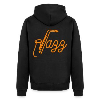 Saxophon - Unisex Premium Bio Zip Hoodie - Schwarz - Hinten - Nico (187cm)