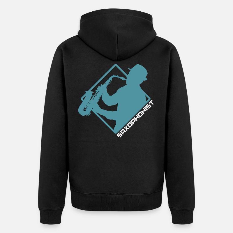 Saxophon - Unisex Premium Bio Zip Hoodie - Schwarz